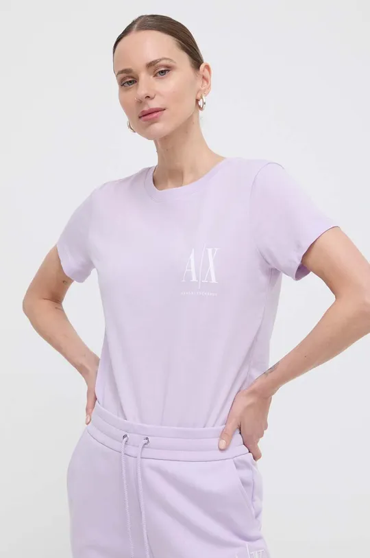 μωβ Βαμβακερό μπλουζάκι Armani Exchange Γυναικεία