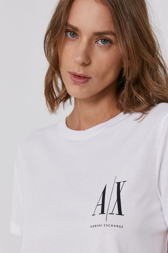 biały Armani Exchange T-shirt bawełniany