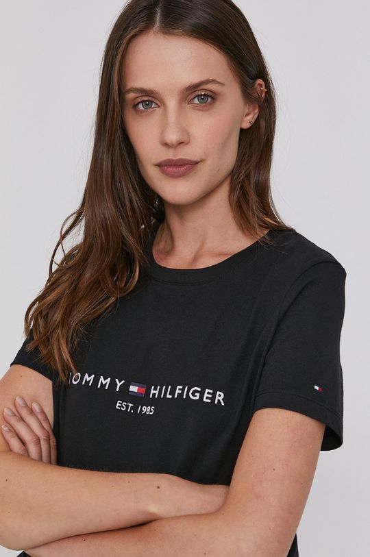 czarny Tommy Hilfiger t-shirt bawełniany