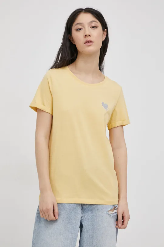 żółty Only T-shirt bawełniany Damski