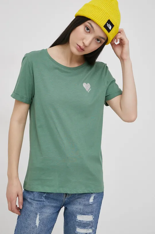 πράσινο Βαμβακερό μπλουζάκι Only Γυναικεία