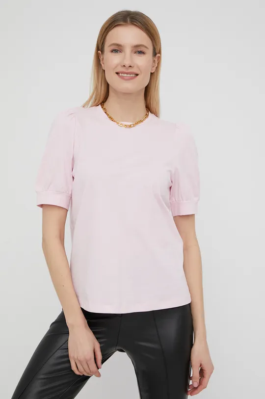 Bavlněné tričko Vero Moda růžová
