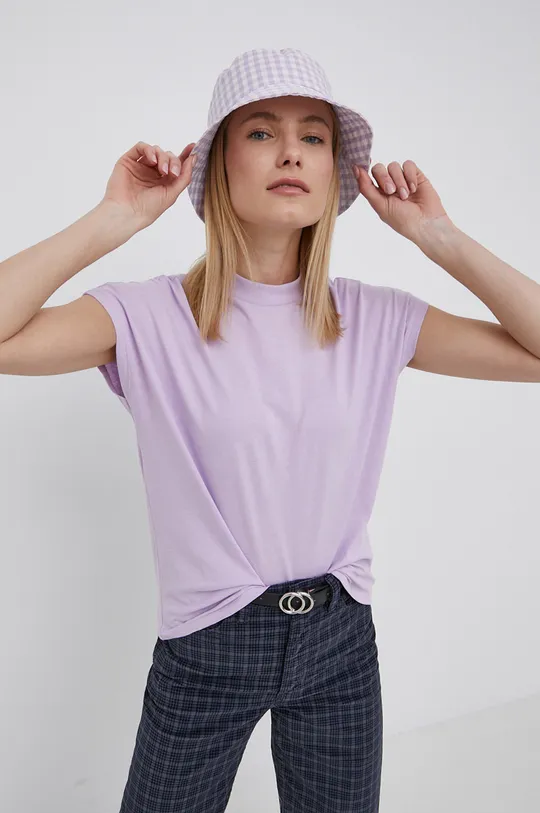 fioletowy Vero Moda t-shirt bawełniany Damski