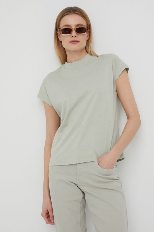 Vero Moda bombažna majica svetlo olivna