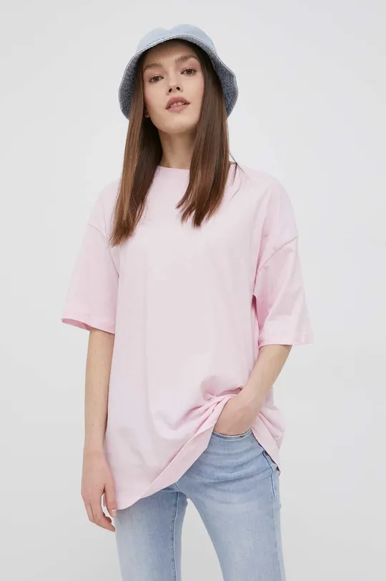 Βαμβακερό μπλουζάκι Vero Moda ροζ