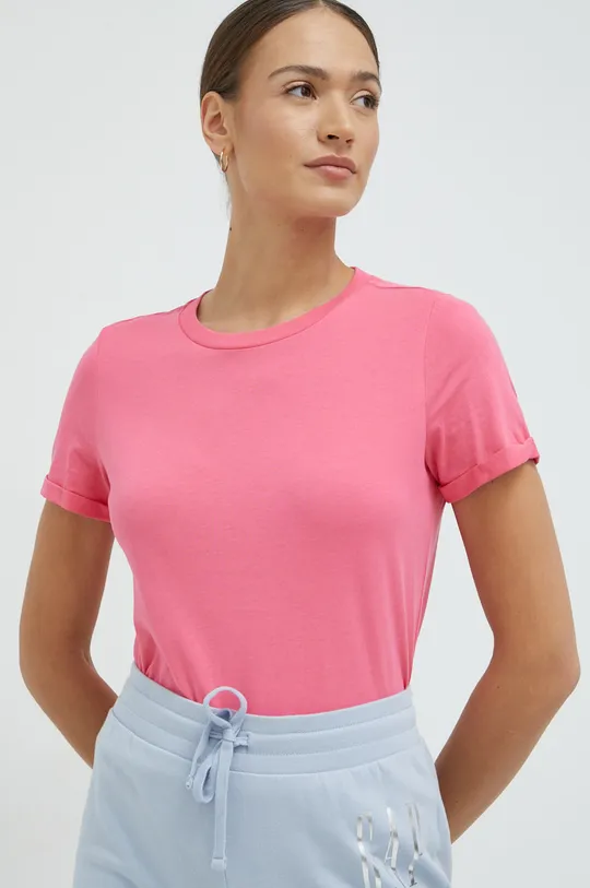 ostrá růžová Bavlněné tričko Vero Moda Dámský