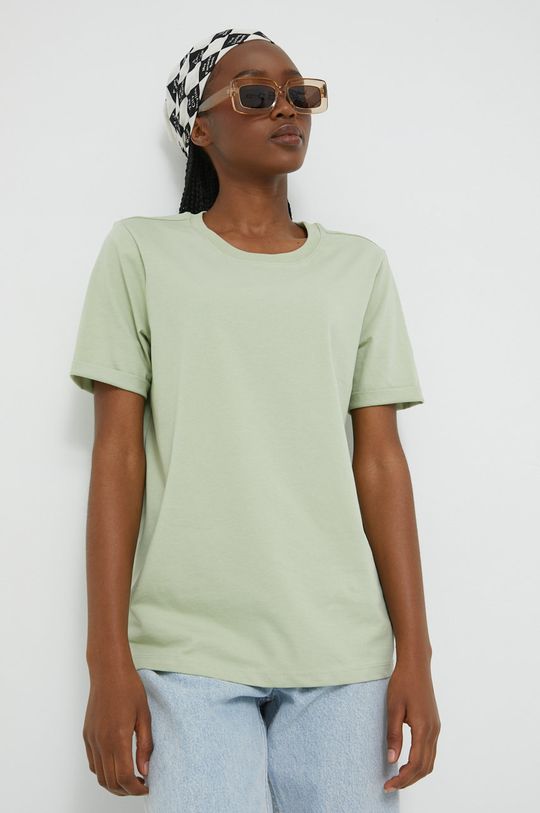 jasny zielony Pieces t-shirt bawełniany Damski
