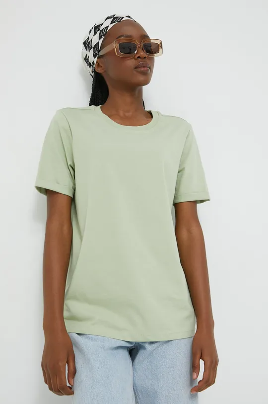 πράσινο Βαμβακερό μπλουζάκι Pieces Γυναικεία