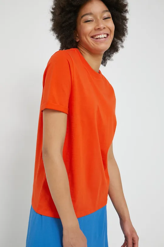 πορτοκαλί Βαμβακερό μπλουζάκι Pieces