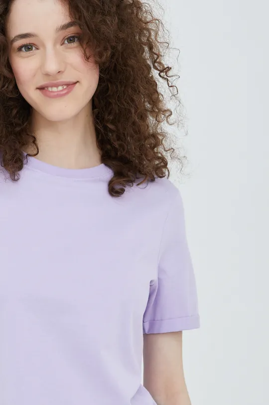 fioletowy Pieces t-shirt bawełniany Ria