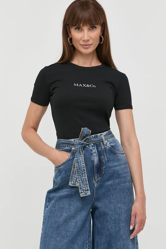 črna Bombažna kratka majica MAX&Co. Ženski