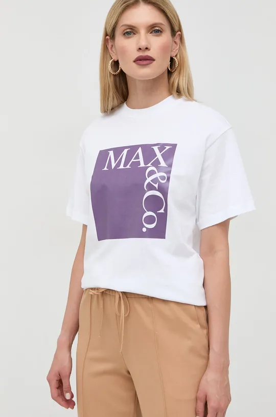biały MAX&Co. t-shirt bawełniany Damski