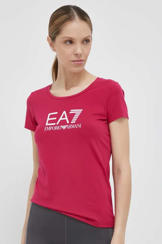 różowy EA7 Emporio Armani t-shirt Damski