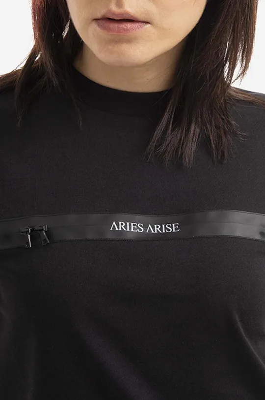 μαύρο Βαμβακερό μπλουζάκι Aries Shrunken Zip Tee
