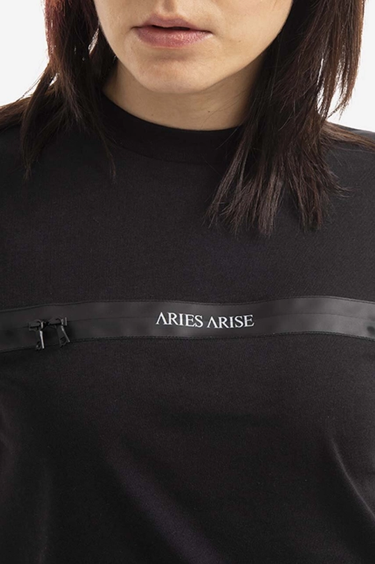 černá Bavlněné tričko Aries Shrunken Zip Tee