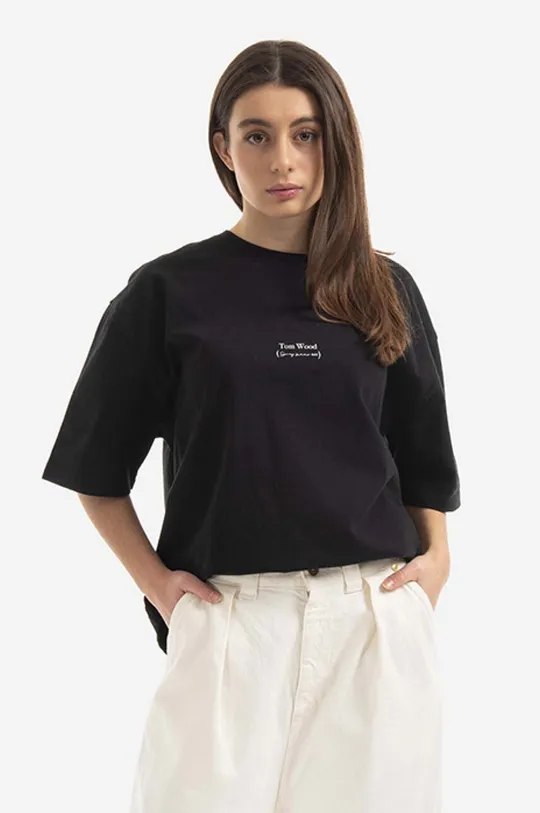 czarny Tom Wood t-shirt bawełniany Adria Tee Damski