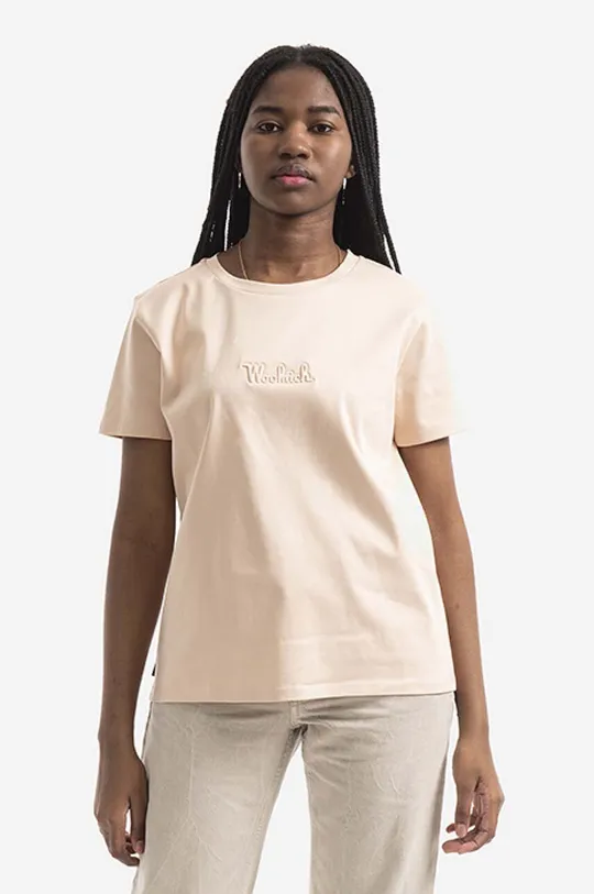 narančasta Pamučna majica Woolrich  Logo T-shirt Ženski