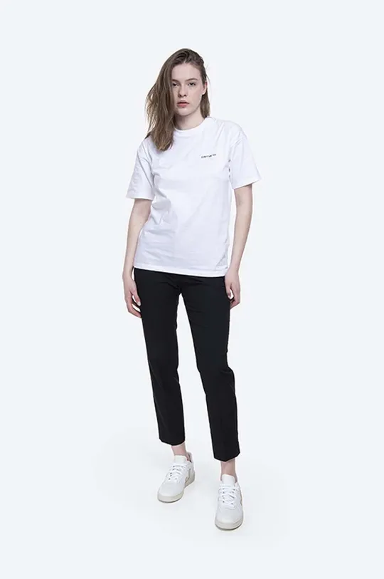 Бавовняна футболка Carhartt WIP Script Embroidery білий