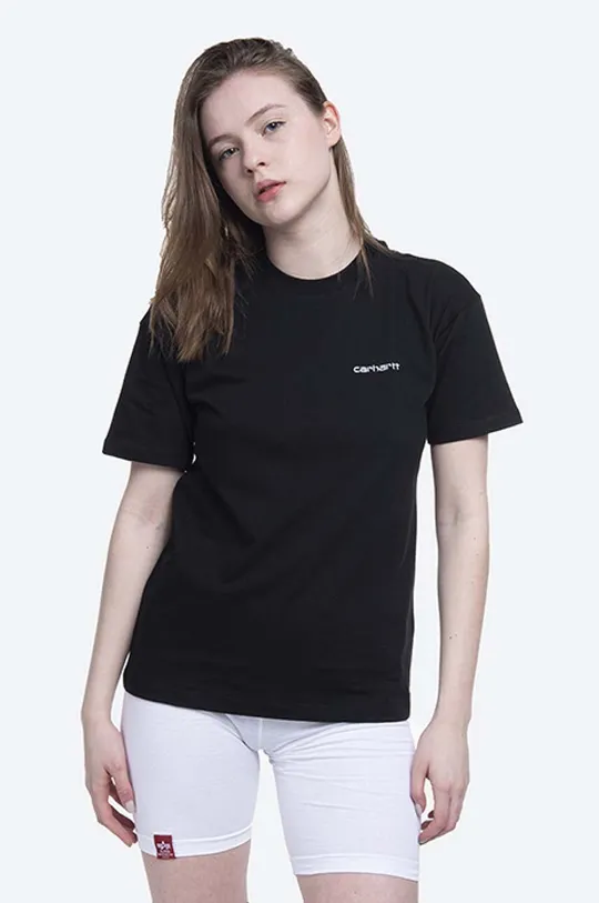 чёрный Хлопковая футболка Carhartt WIP Script Embroidery Женский