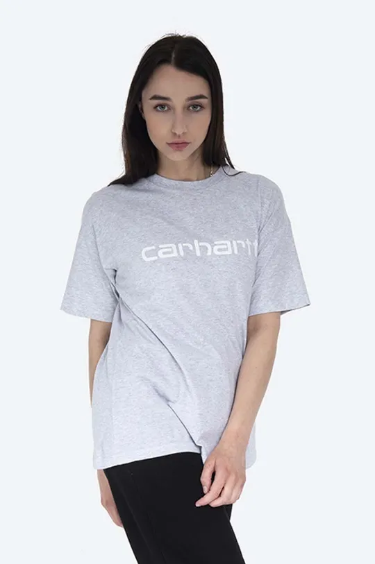 сірий Бавовняна футболка Carhartt WIP Script Жіночий