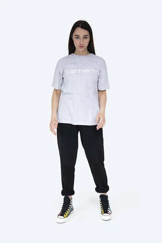 Bavlněné tričko Carhartt WIP Script šedá