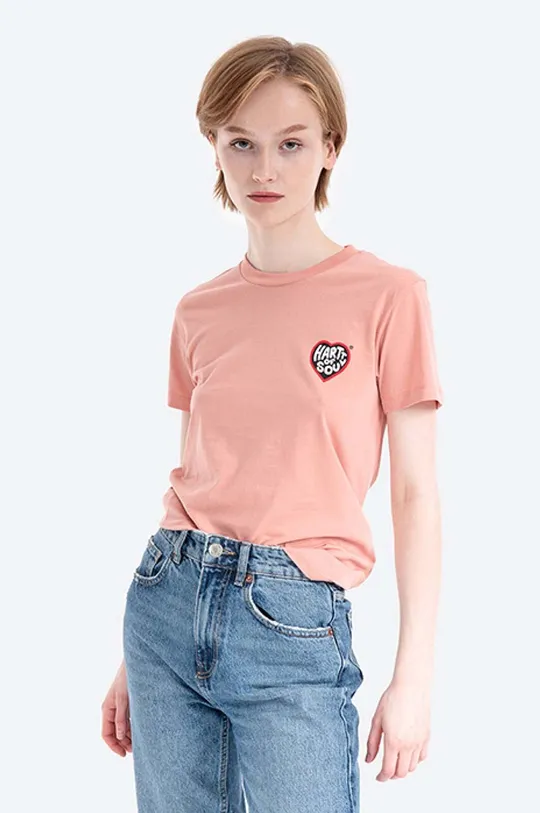 różowy Carhartt WIP t-shirt bawełniany Hartt Of Soul Damski