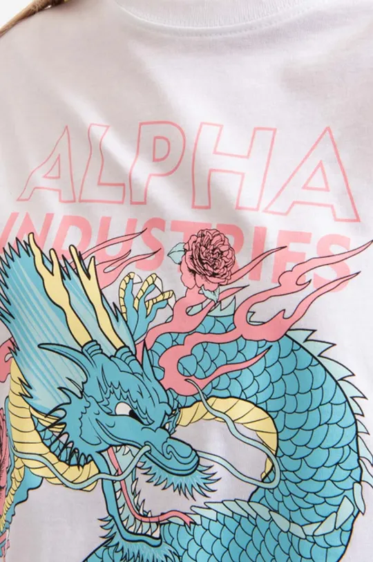 white Alpha Industries cotton T-shirt Heritage Dragon OS T