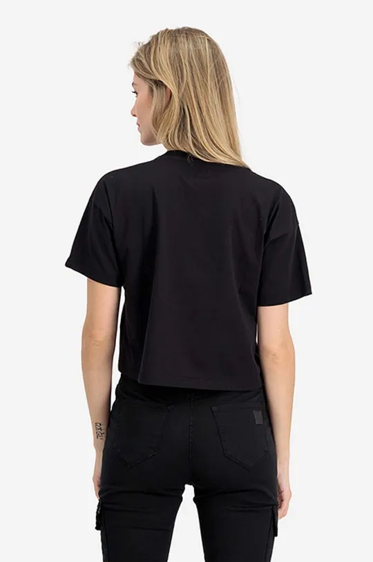 Bavlněné tričko Alpha Industries Basic T COS ML Foil Print černá