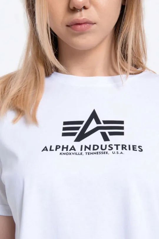 бял Памучна тениска Alpha Industries Basic T COS