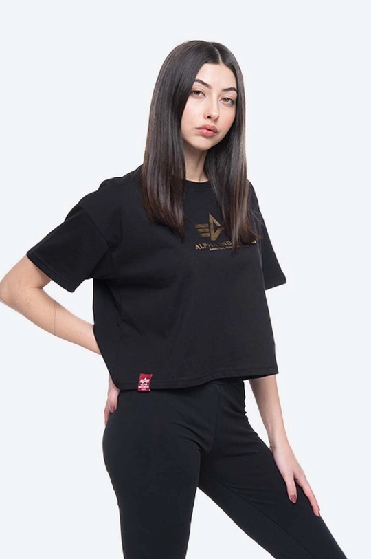 black Alpha Industries cotton T-shirt Basic Tee COS Foil Print