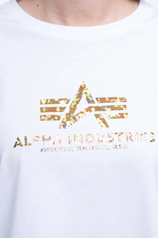 biały Alpha Industries t-shirt bawełniany Basic Tee COS Hol Print