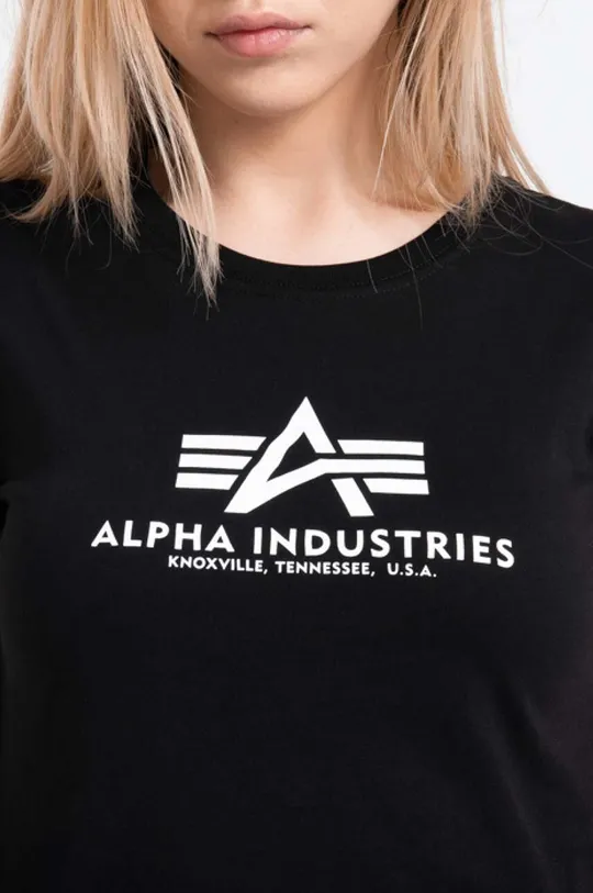 чёрный Хлопковая футболка Alpha Industries New Basic T