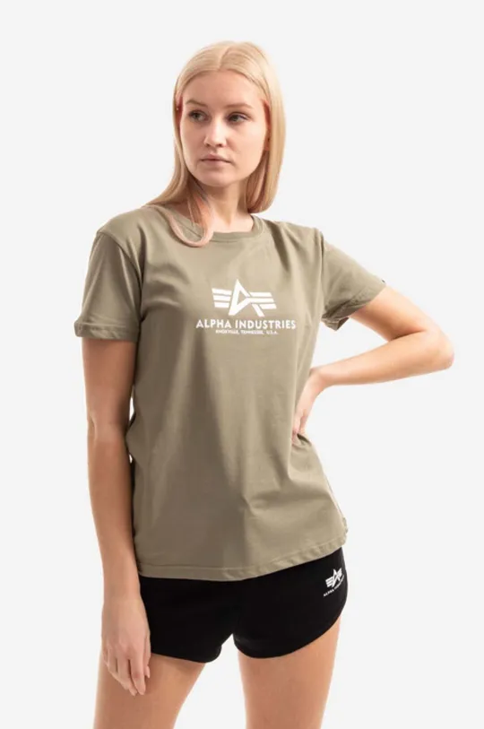 zelená Bavlnené tričko Alpha Industries New Basic T Dámsky