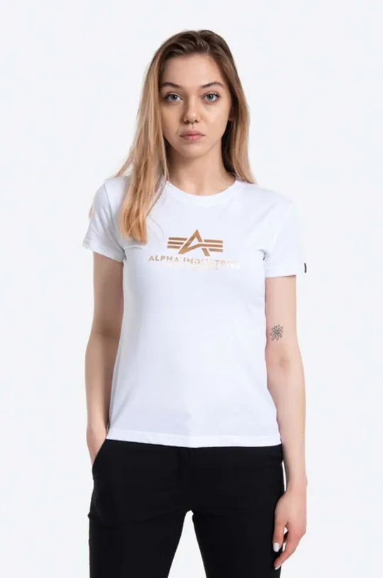 λευκό Βαμβακερό μπλουζάκι Alpha Industries New Basic T Foil Print Γυναικεία