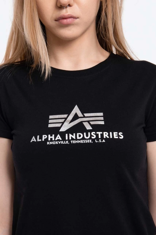 чёрный Хлопковая футболка Alpha Industries New Basic T Foil Print