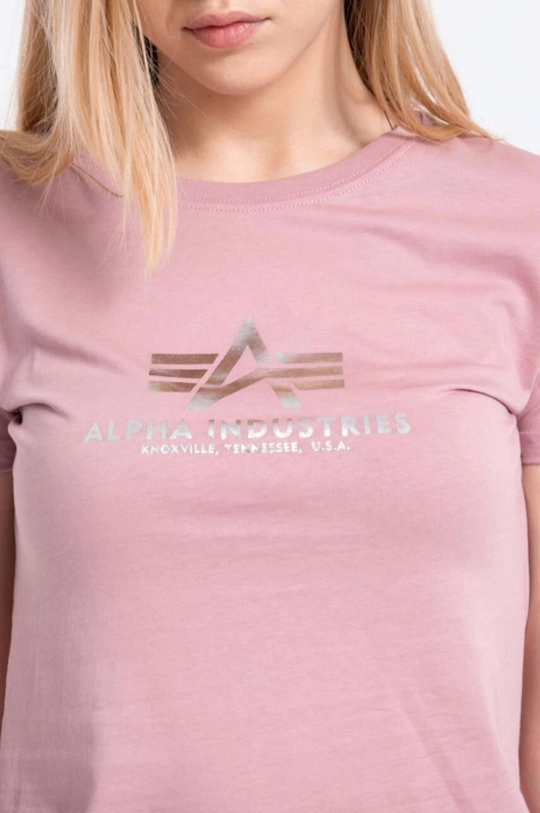 ružová Bavlnené tričko Alpha Industries New Basic T Foil Print