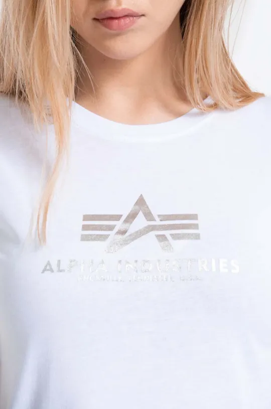 белый Хлопковая футболка Alpha Industries New Basic T Foil Print