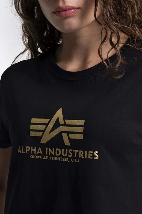 чёрный Хлопковая футболка Alpha Industries New Basic T