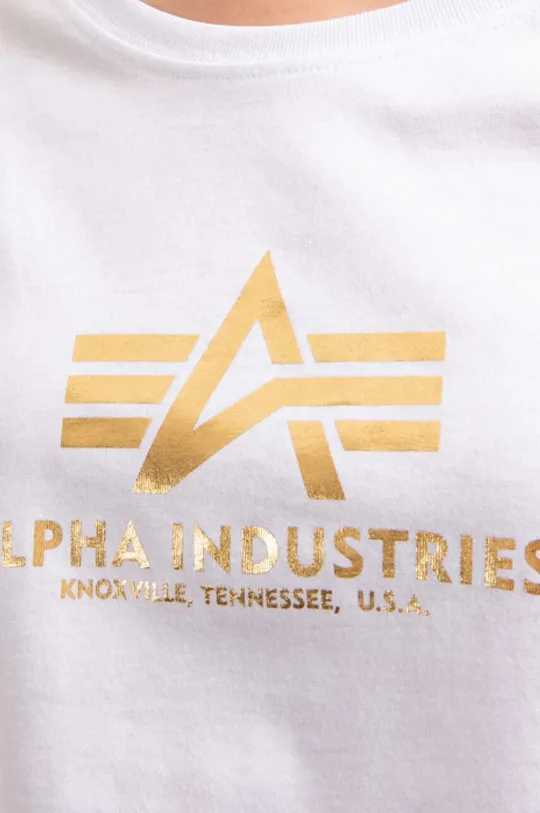 white Alpha Industries cotton T-shirt New Basic T Foil Print