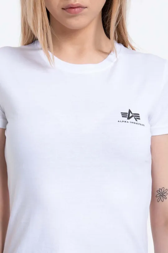 λευκό Βαμβακερό μπλουζάκι Alpha Industries Basic