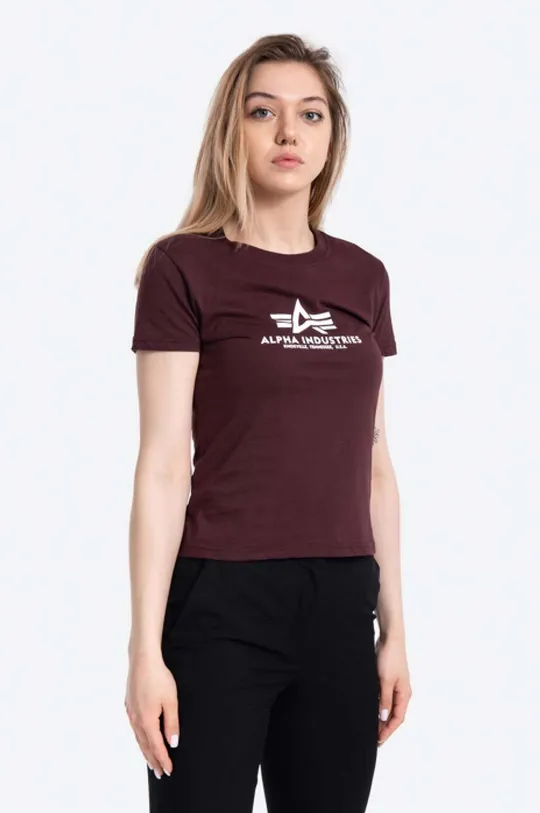 bordowy Alpha Industries t-shirt bawełniany New Basic T Damski