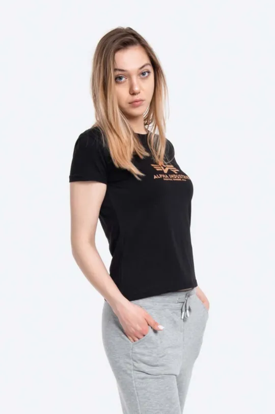 black Alpha Industries cotton T-shirt New Basic T Foil Print Women’s