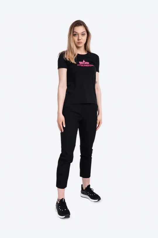 Alpha Industries t-shirt bawełniany New Basic T Neon Print czarny