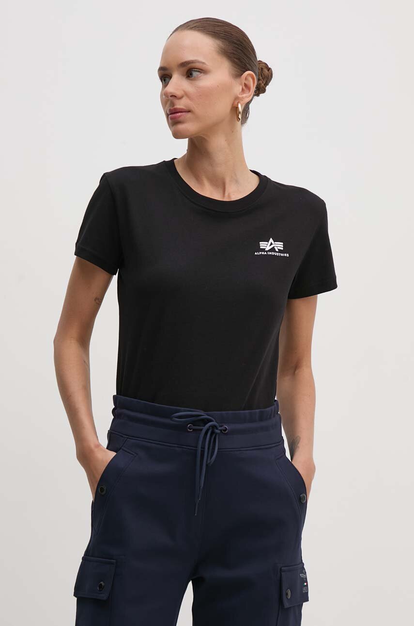 crna Pamučna majica Alpha Industries Basic Ženski