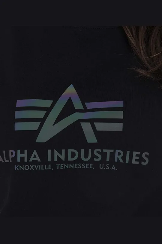 μαύρο Βαμβακερό μπλουζάκι Alpha Industries New Basic Tee Reflective