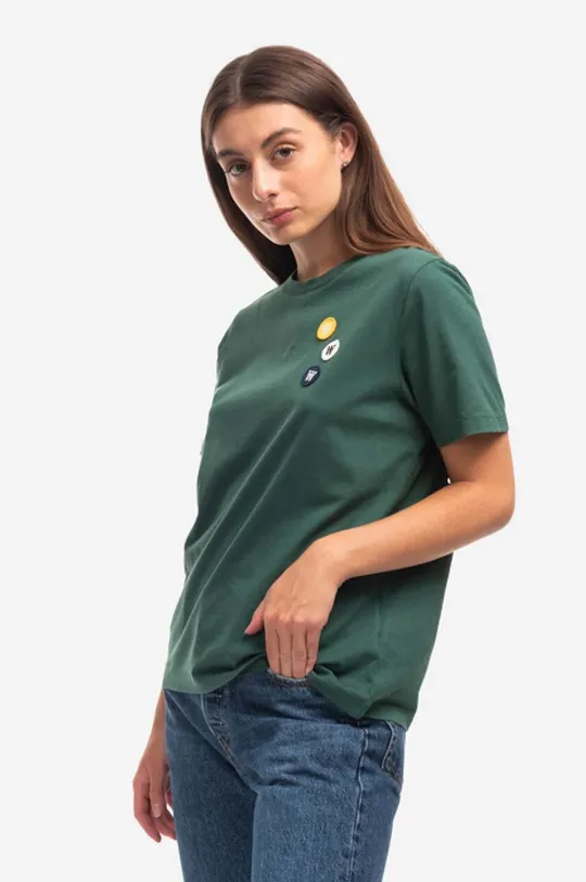 зелен Памучна тениска Wood Wood Mia Patches T-Shirt Жіночий