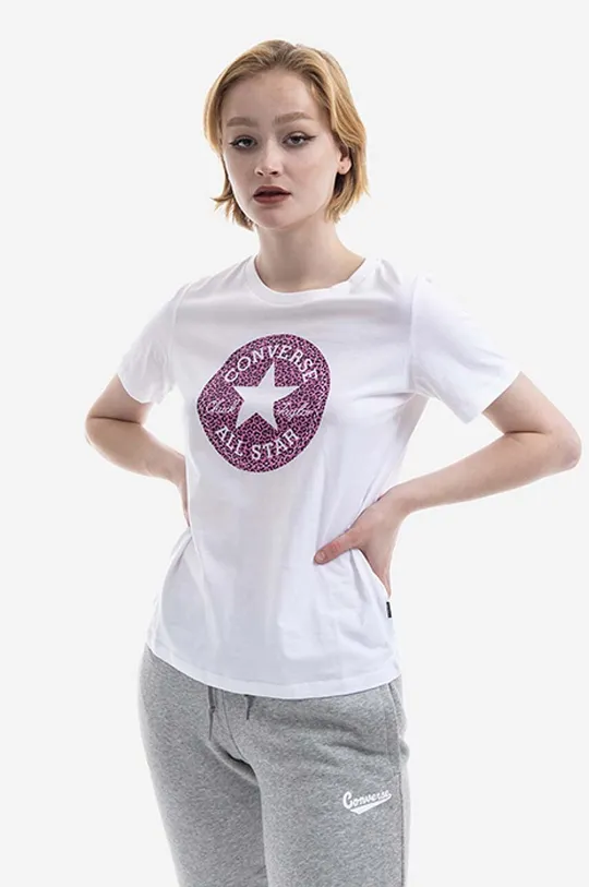 biały Converse t-shirt bawełniany Damski