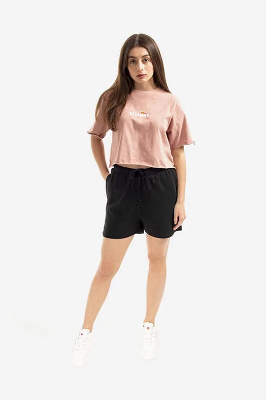Βαμβακερό μπλουζάκι Ellesse ροζ