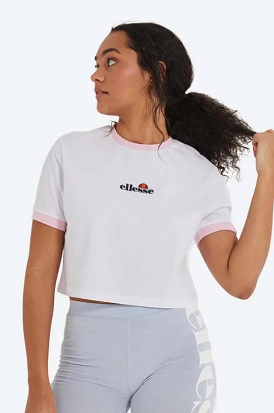 λευκό Βαμβακερό μπλουζάκι Ellesse Γυναικεία