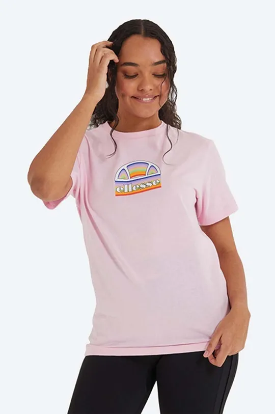 ροζ Βαμβακερό μπλουζάκι Ellesse Γυναικεία